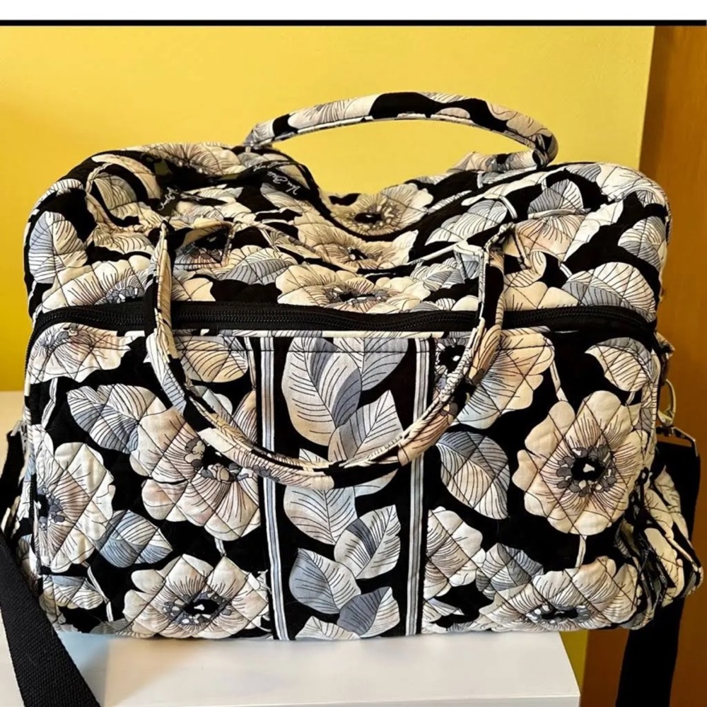 Vera Bradley small black and white duffel